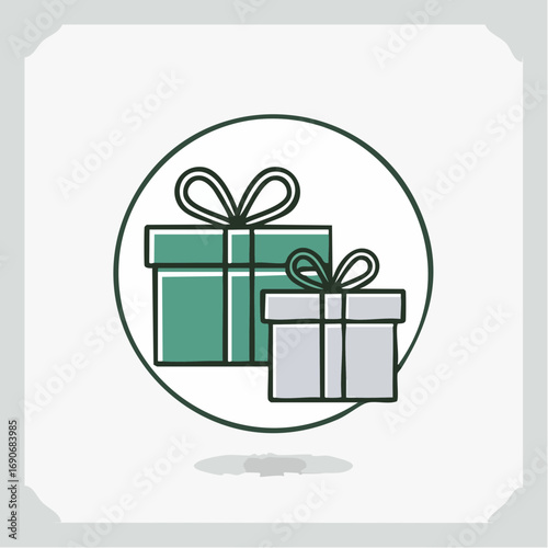 Simple vector illustration showcasing two neatly wrapped gift boxes with bows, conveying the essence of thoughtful presents, surprise, and festive celebrations