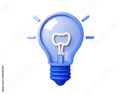3D lightbulb, light blue, stylized