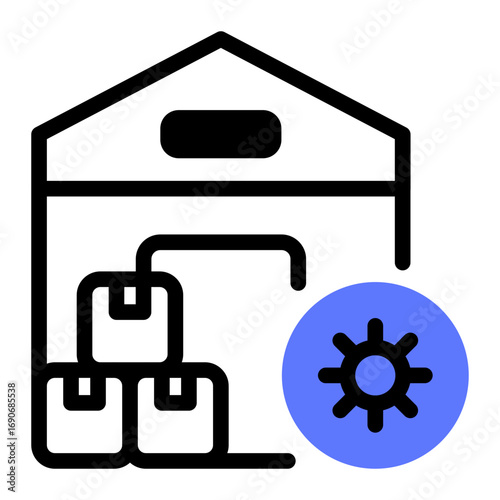 This Warehouse management icon is suitable for Manufacturing, Distribution, and related fields.