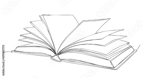 Open book illustration, showing pages spread wide.
