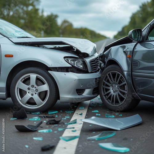Devastating Head On Collision Wreaks Havoc on Highway Leaving Vehicles Mangled and Glass Scattered Across the Roadway