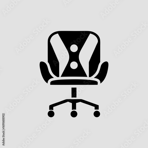 Modern ergonomic office chair logo — minimal swivel-seat silhouette in vector style, perfect for workplace design, branding, interiors, corporate identity and furniture icons.