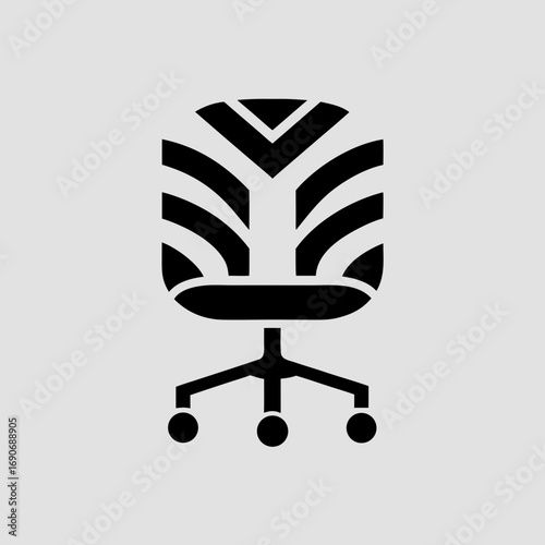 Modern ergonomic office chair logo — minimal swivel-seat silhouette in vector style, perfect for workplace design, branding, interiors, corporate identity and furniture icons.