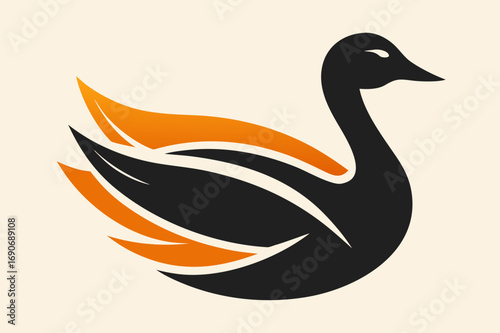 Elegant minimalist swan emblem with stylized bird silhouette and flowing wing shapes — refined vector logo and icon, perfect as a badge for boutique brands, cafes, and lifestyle products.