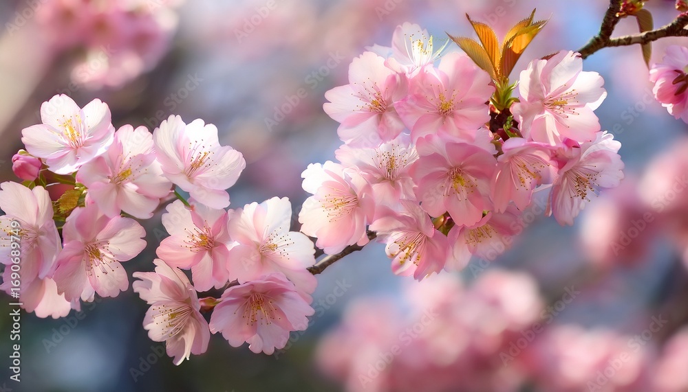 Naklejka premium delicate pink cherry blossoms in full bloom spring floral photography