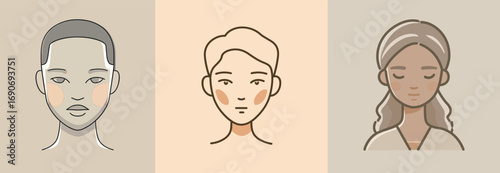Three unique illustrated faces represent diversity and individuality. Each face features distinct hairstyles, expressions, and skin tones against a soft-colored background.