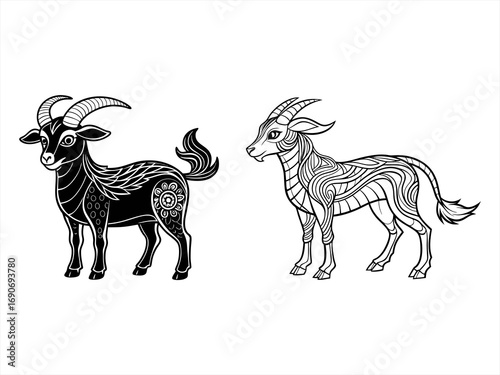 coloring page line art the sand goat black vector bundle