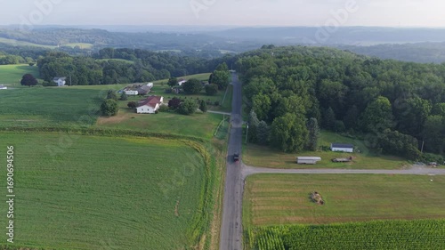 Driving through farmland