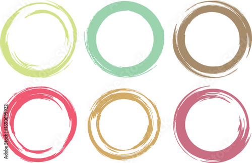Set of hand-drawn circular Scribble Pattern frames. Circular frames on white. Editable vector, easy to reuse on media and web. EPS 10. 
