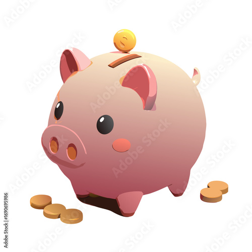 Piggy Bank 3d render isolated on transparent background – 3d render illustration