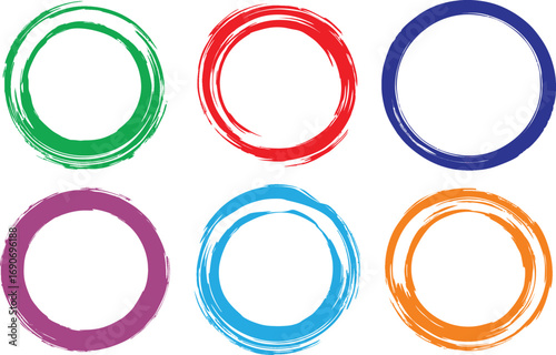 Set of hand-drawn circular Scribble Pattern frames. Circular frames on white. Editable vector, easy to reuse on media and web. EPS 10.
