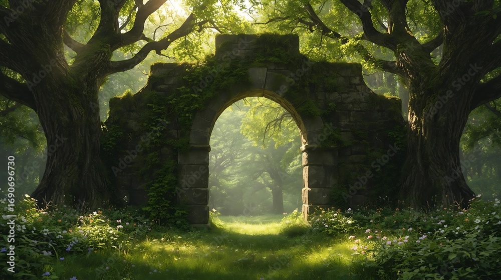 Obraz premium Stone archway in a forest