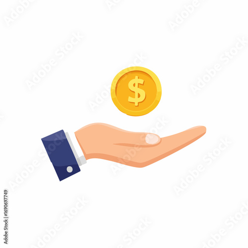 Offering Hand with Golden Coin A Symbol of Generosity and Wealth