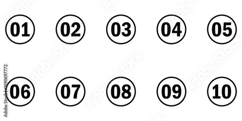 Black dark isolated number 1 to number 10, Vector pinning icon set on modern style.  Navigation play point icon set. Map pin icon sets. EPS 10. 