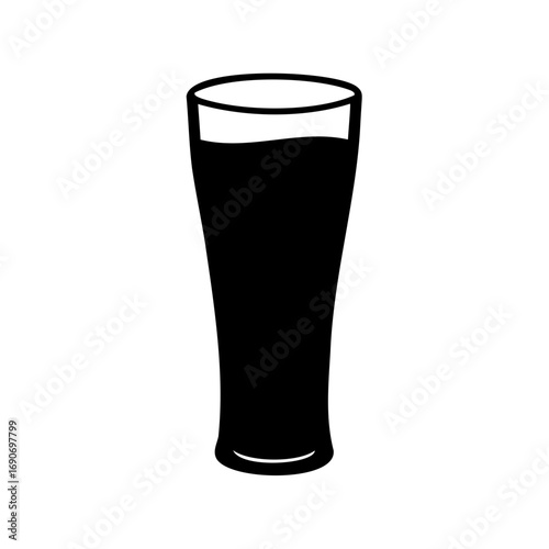 Minimalist image of a full pilsner beer glass in black and white