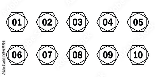 Black dark isolated number 1 to number 10, Vector pinning icon set on modern style.  Navigation play point icon set. Map pin icon sets. EPS 10. 