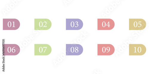 Different colour counting isolated vector icon set. Isolated graphic map pin icon set. Wayfinding point icon set on white page. Infographic keypad play button set. Template vector icon set. 
