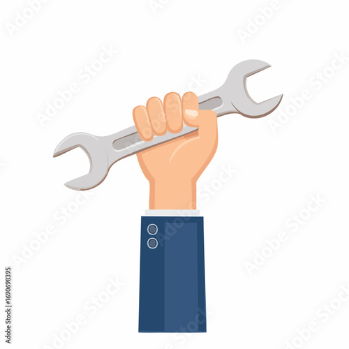 Hand Holding Wrench Simple Vector Icon Illustration of Repair, Maintenance, and DIY