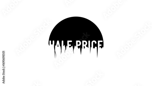 Half price sign, black isolated silhouette