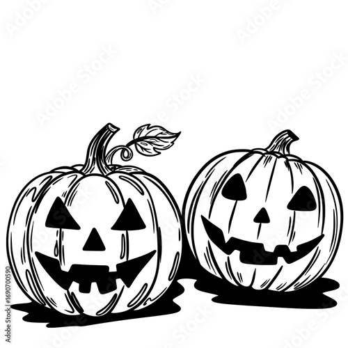 Halloween Pumpkin Line Art – Spooky Jack O Lantern Sketch