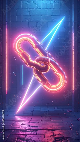 Neon link in a futuristic space