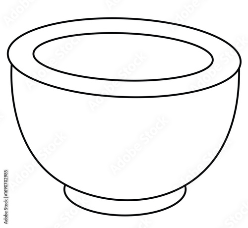 Cute cartoon hand drawn vector Rounded Bowl outline.
