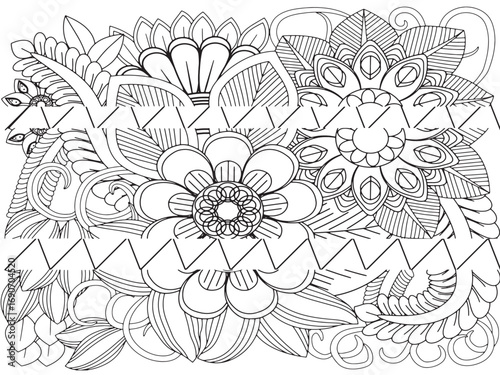 Flower coloring pages for adults and kids 