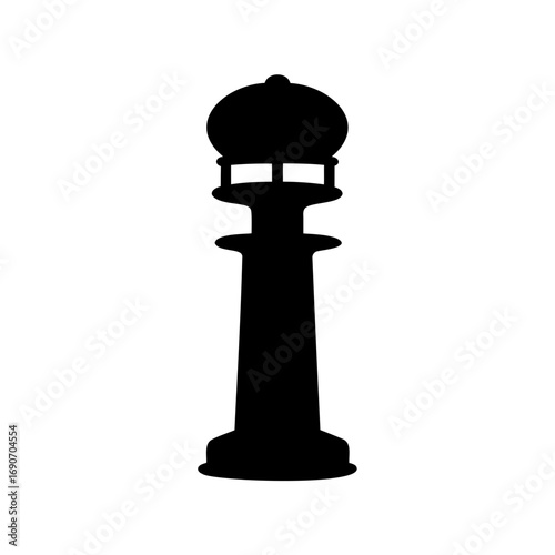 Silhouette of a chess piece with a rounded top and classic design