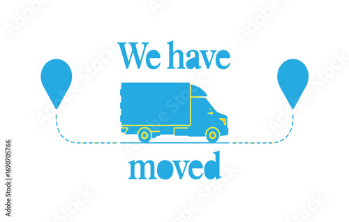 Moving Announcement with Delivery Truck and Map Pointers