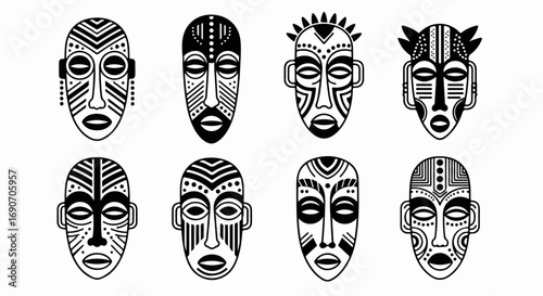 African Tribal Masks - Geometric Patterns.