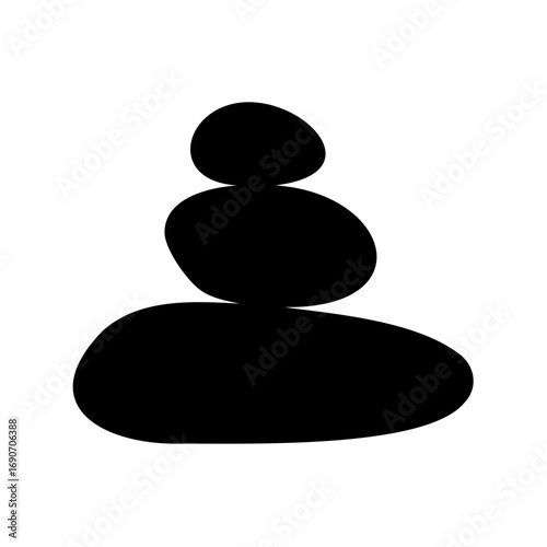 Three black rocks balanced on top of each other in perfect harmony