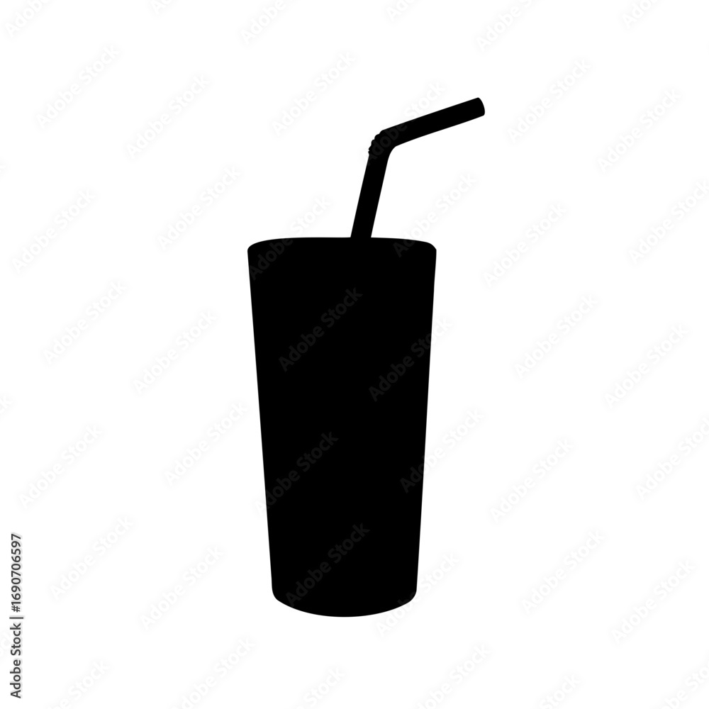 Silhouette of a drink in a tall glass with a straw Silhouette of a drink in a tall glass with a straw