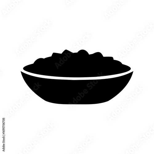 Silhouette of a bowl filled with food, possibly grains or salad