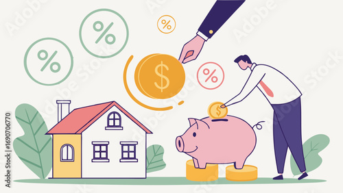 Saving for a house piggy bank financial planning investment home ownership.