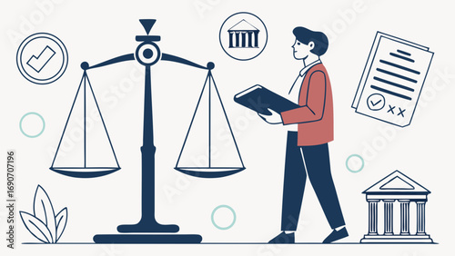 Scales of Justice Legal Professional Law Court Document Contract Agreement Justice Law Firm Attorney Lawyer Legal Advice Lawsuit Litigation Jurisprudence Legislation Legal System Balance Equality Fai.