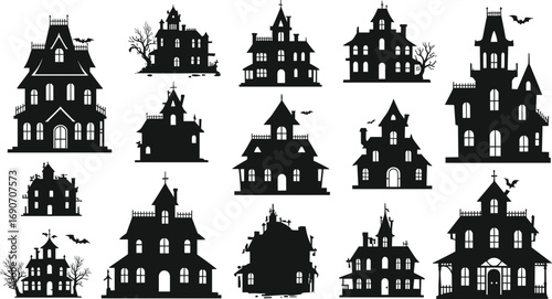 Spooky Haunted House Silhouettes A Collection of Creepy Halloween Designs for Your Projects