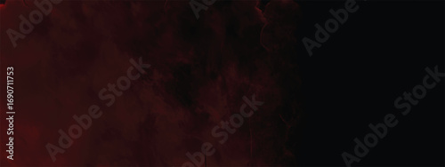 Intense abstract red painting with deep black atmospheric shadows