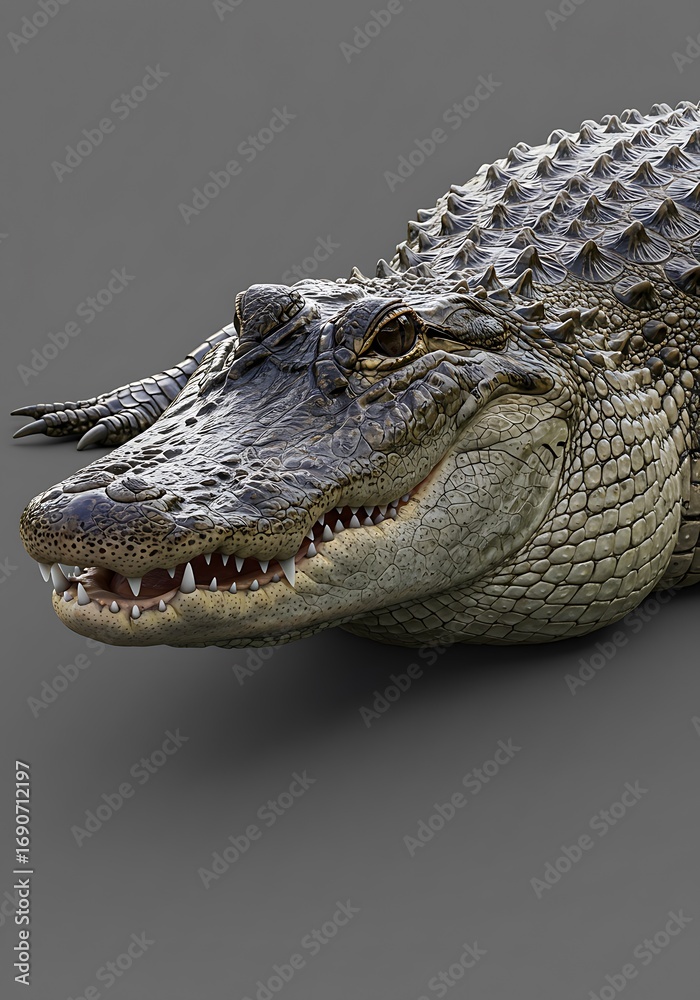 Obraz premium Gator's Gaze: Hyperrealistic 3D Render