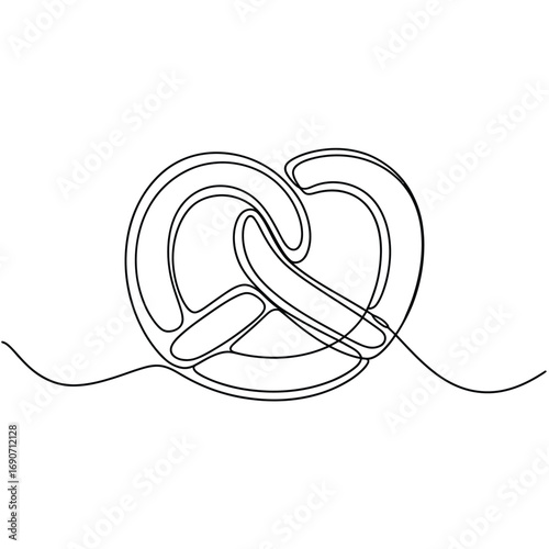 Single line drawing of a classic pretzel