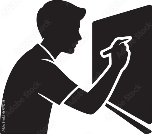 Person Drawing on Board with Marker for Art and Creativity in Design Process