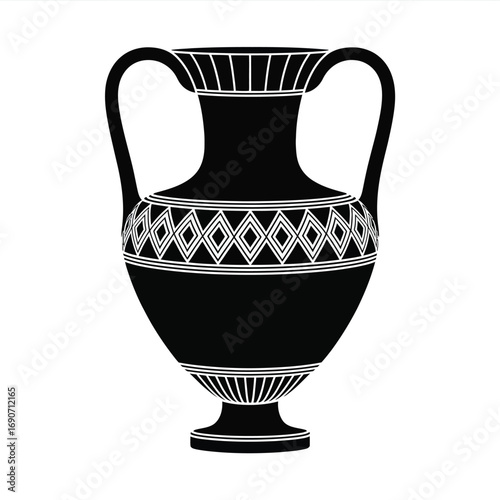 Ancient greek black figure amphora ceramic vase illustration
