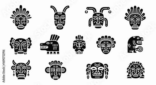 Ancient Tribal Masks - A Collection of Cultural Art.
