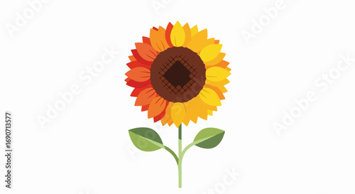 Sunflower illustration on white background, vibrant and detailed, perfect for design.