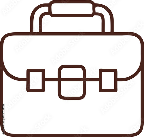 Minimalist briefcase icon with clean lines representing business and travel isolated on transparent background