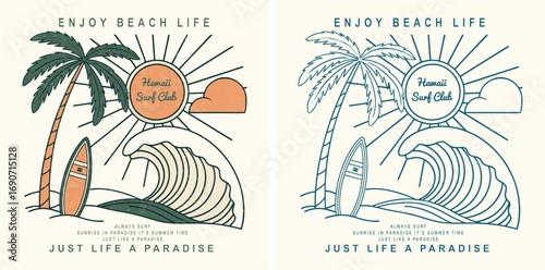 Endless summer good vibes graphic print – Enjoy beach life water wave retro design for t-shirts and posters