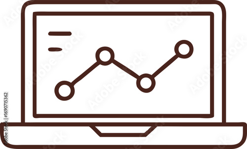 Minimal laptop analytics icon with a clean modern design isolated on transparent background