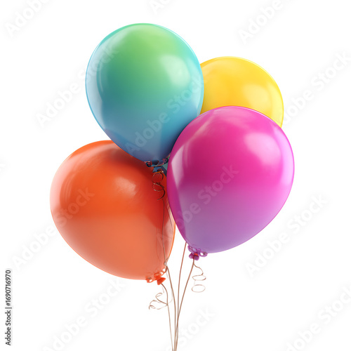 Four colorful balloons tied together. Perfect for celebrations and festive occasions.
