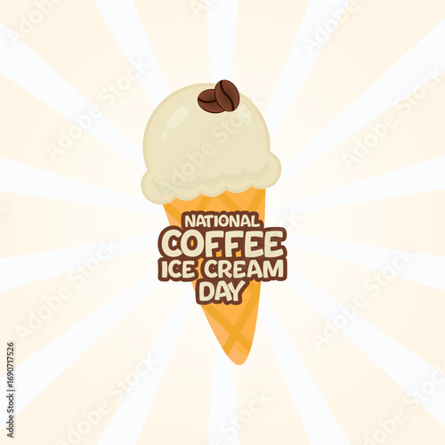 Vector graphic of National Coffee Ice Cream Day for National Coffee Ice Cream Day celebration.