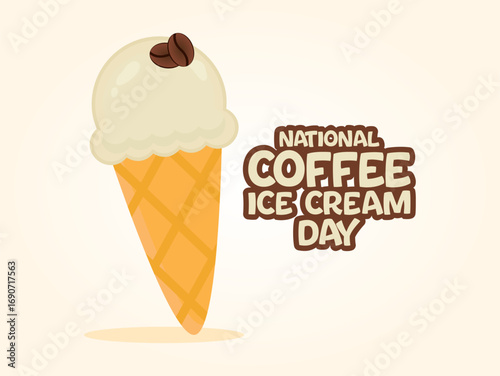 Vector graphic of National Coffee Ice Cream Day for National Coffee Ice Cream Day celebration.