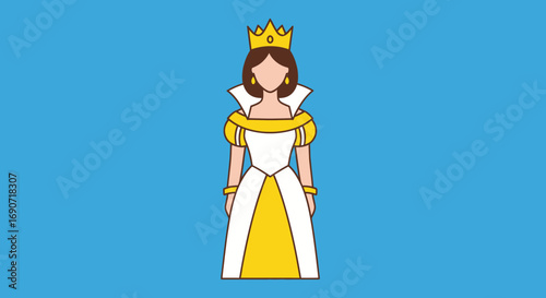 Image of a regal queen in a formal gown and crown illustration of a queen figure.